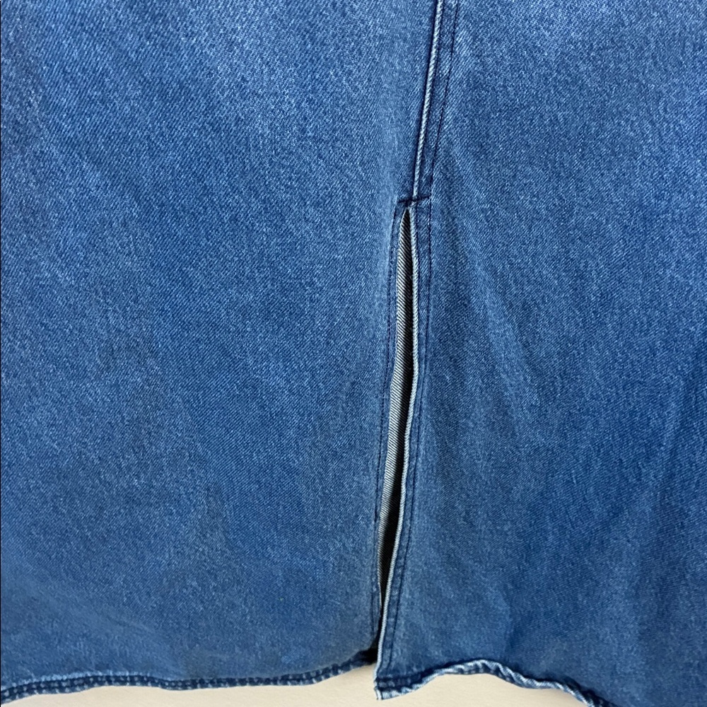 Pilcro Barrel Denim Maxi Skirt Rear Slit Pockets Jean Midi Anthropologie 26W - Picture 8 of 10